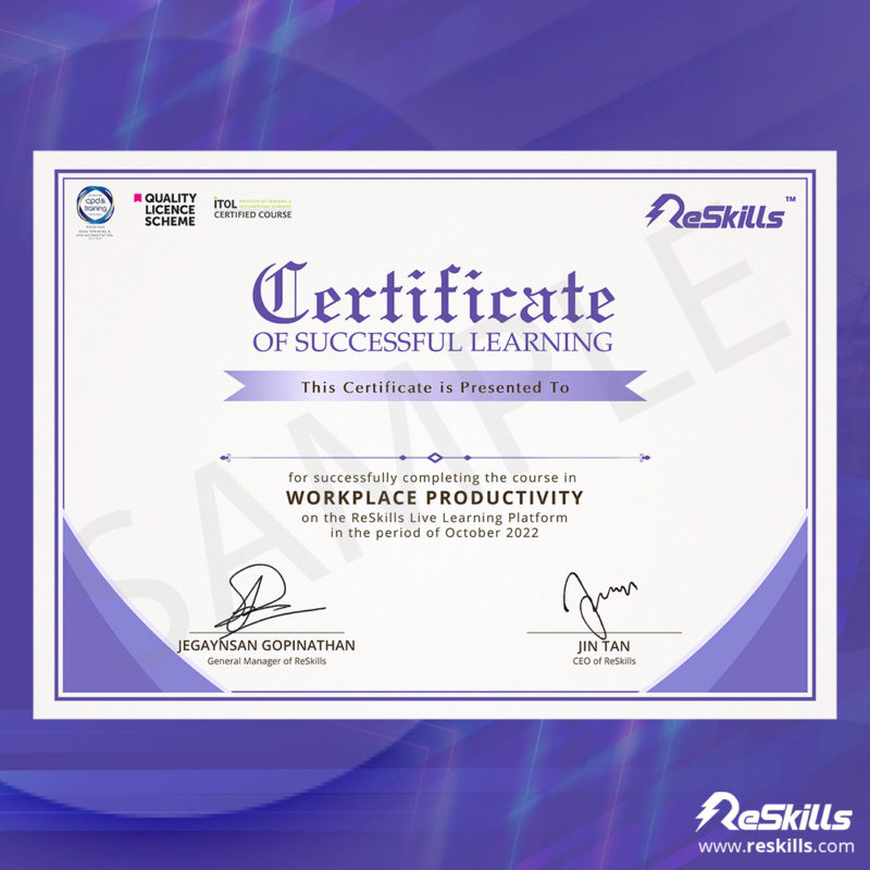 ReSkills Career Booster Sample Certificate